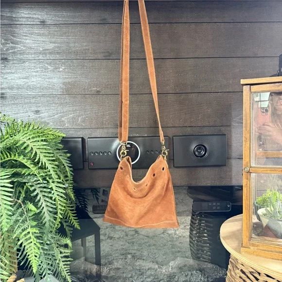 Free People Tan Suede Crossbody Bag - Picture 1 of 8